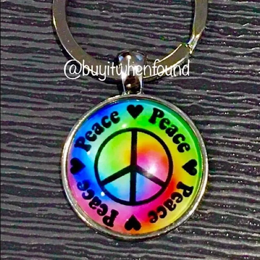 Tie Dye Multicolor Peace Keychain